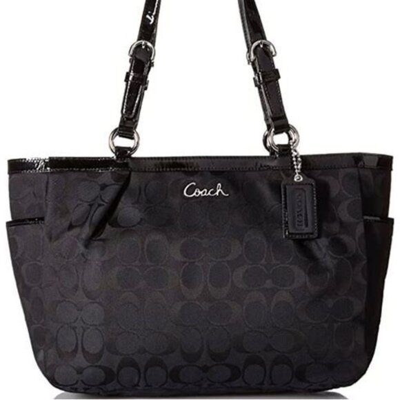 Like New Coach Signature Black Shoulder Bag Purse - Picture 1 of 13